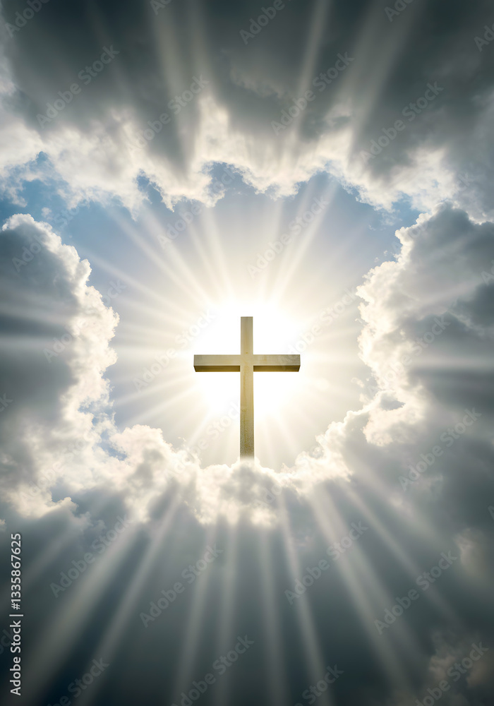 The Cross Ascending Through the Clouds – A Divine Light from Above The Cross Ascending Through the Clouds – A Divine Light from Above