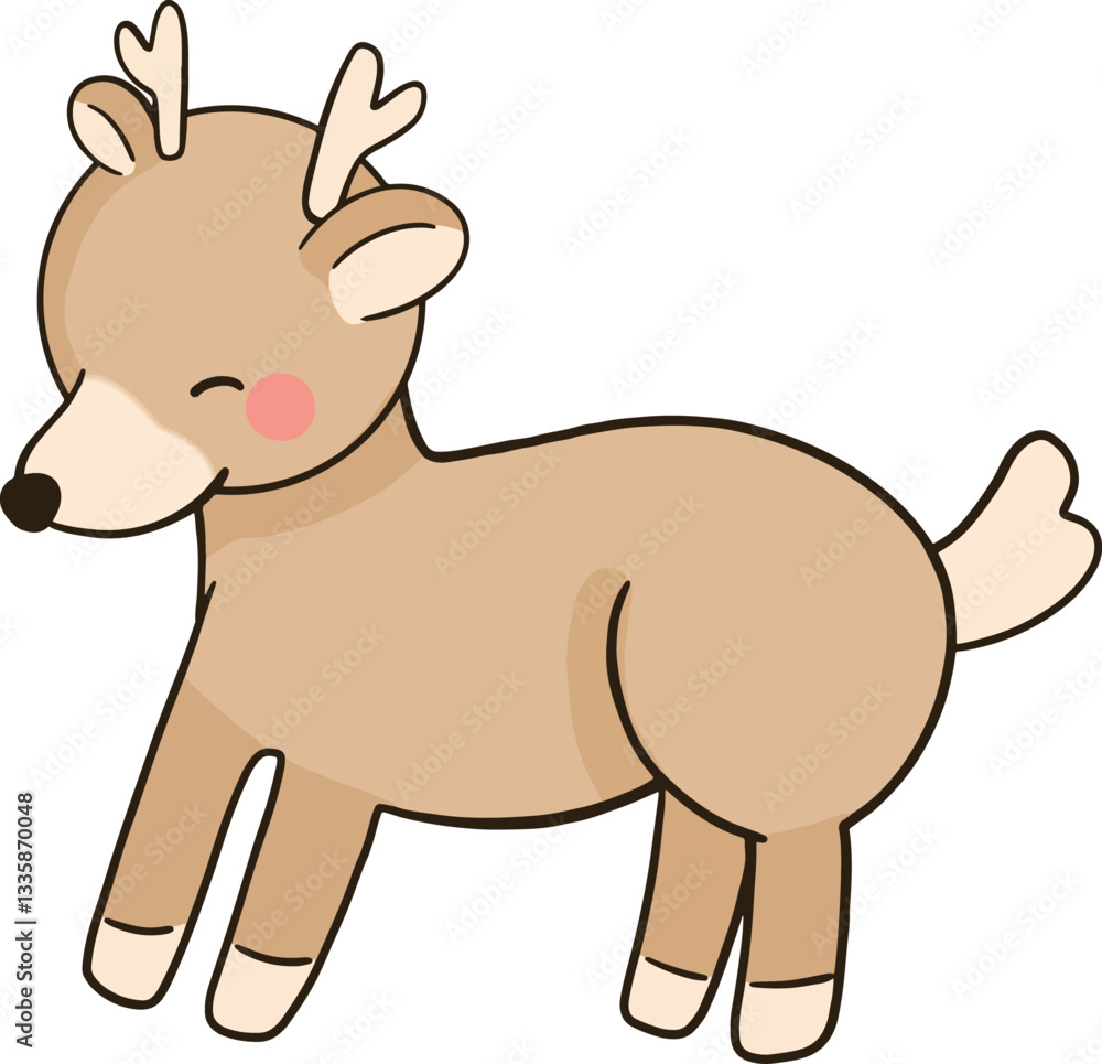Obraz premium Cartoon deer with black eyes and pink nose