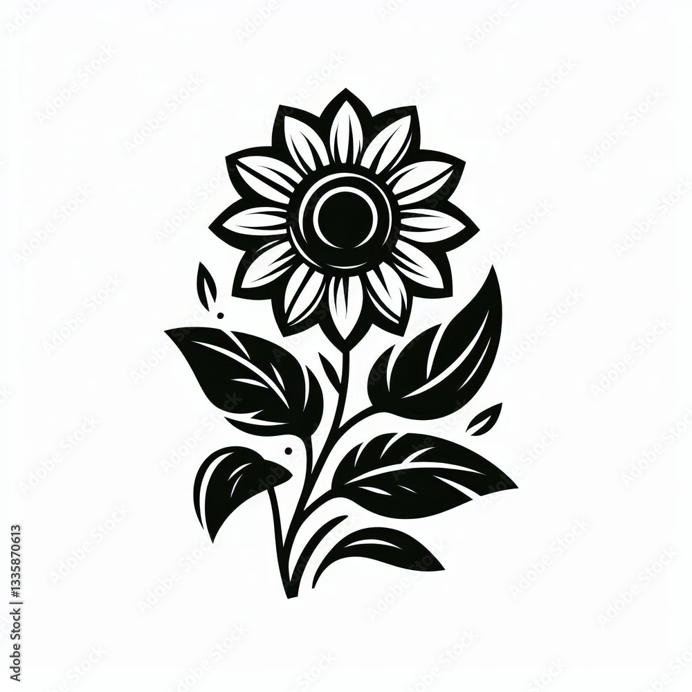 Fototapeta premium Black and White Stylized Sunflower 