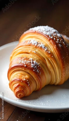 Generative AI Golden Croissant Delight: A Sweet Powdered Dream