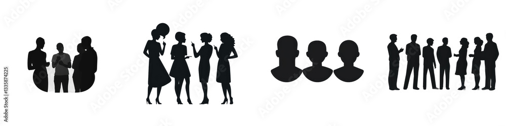 Silhouettes of groups, various sizes isolated on white or transparent Silhouettes of groups, various sizes isolated on white or transparent