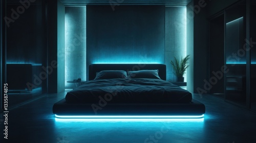 Obraz na płótnie Modern Master Bedroom with Ambient Lighting w salonie