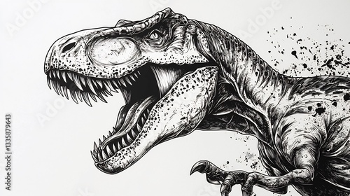 Wallpaper Mural Black and white vector of a roaring dinosaur ideal for tattoo designs Torontodigital.ca