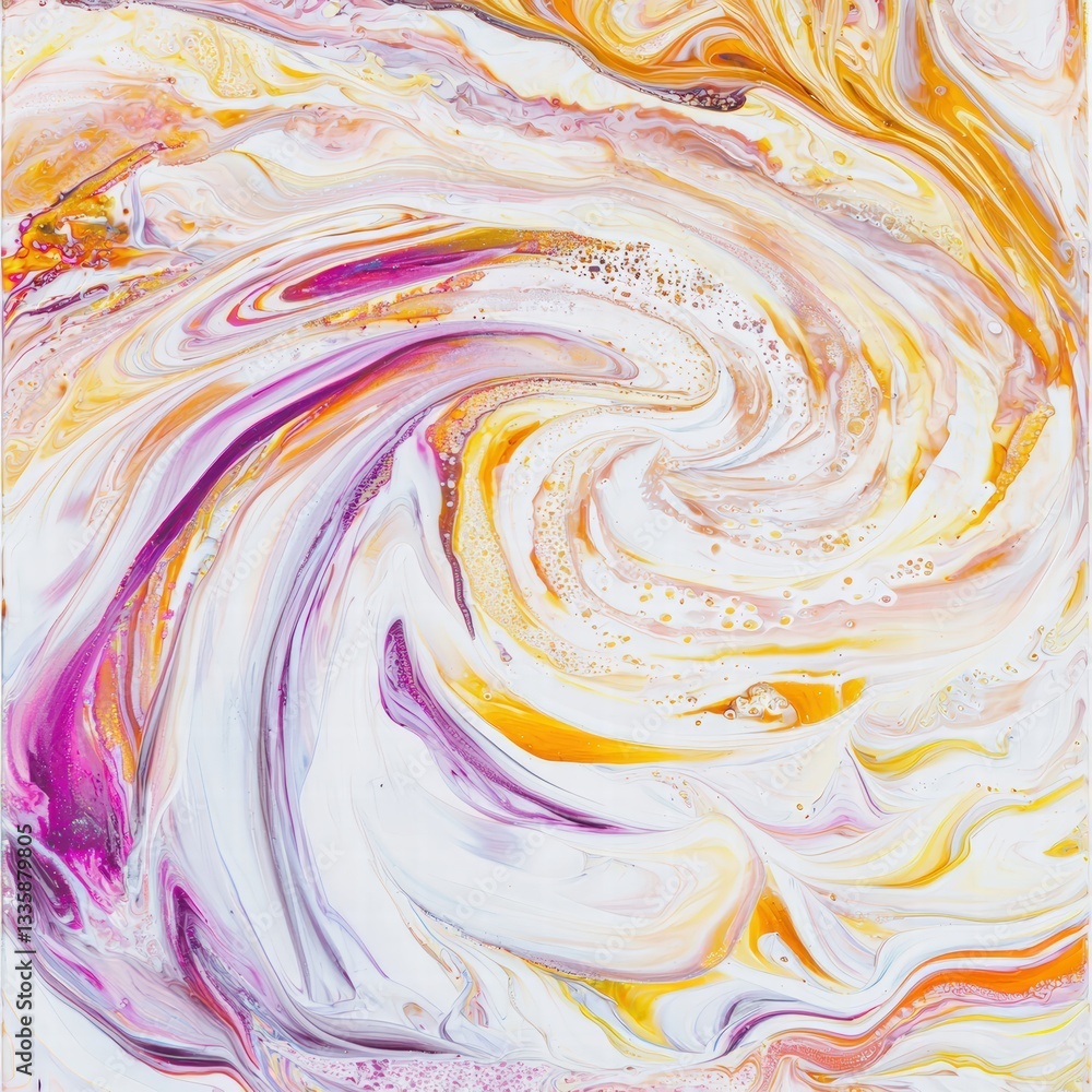 Fototapeta An elegant swirl pattern painting featuring a harmonious blend of colors and fluid artistic motion