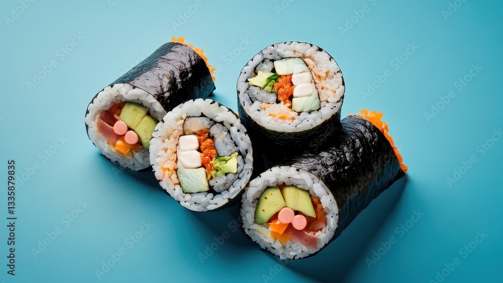 Oversized sushi burrito bursting with flavor Oversized sushi burrito bursting with flavor