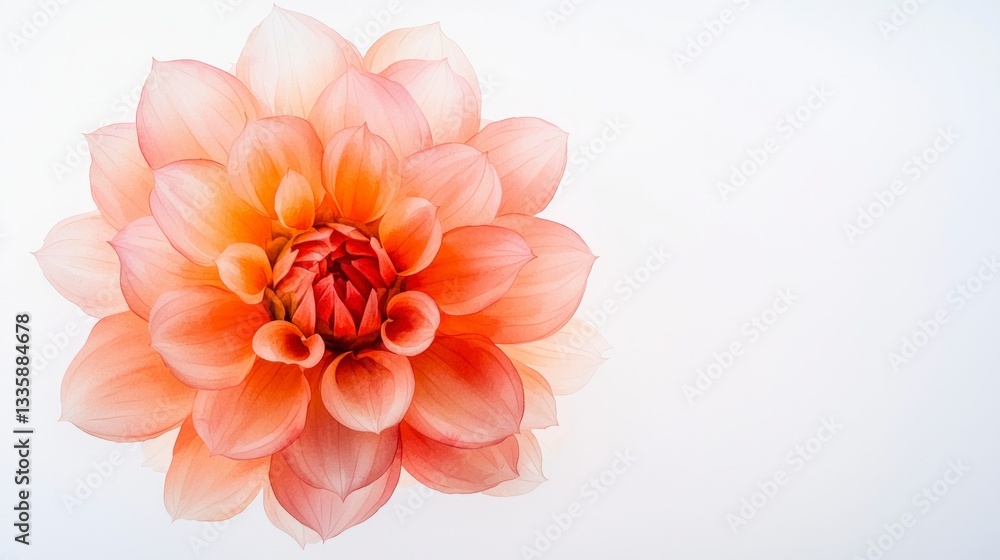 Fototapeta premium Pink Dahlia Flower Watercolor Painting Botanical Art High Resolution Image