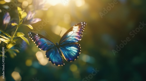 Majestic Morpho Butterfly in Sunlight