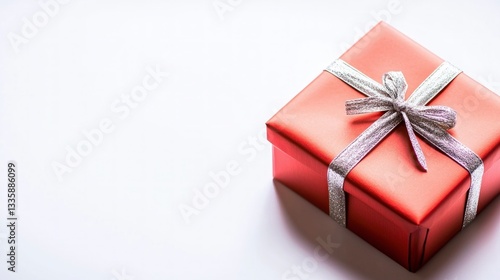 Wallpaper Mural Elegant Red Gift Box with Silver Ribbon  High Resolution Photo Torontodigital.ca