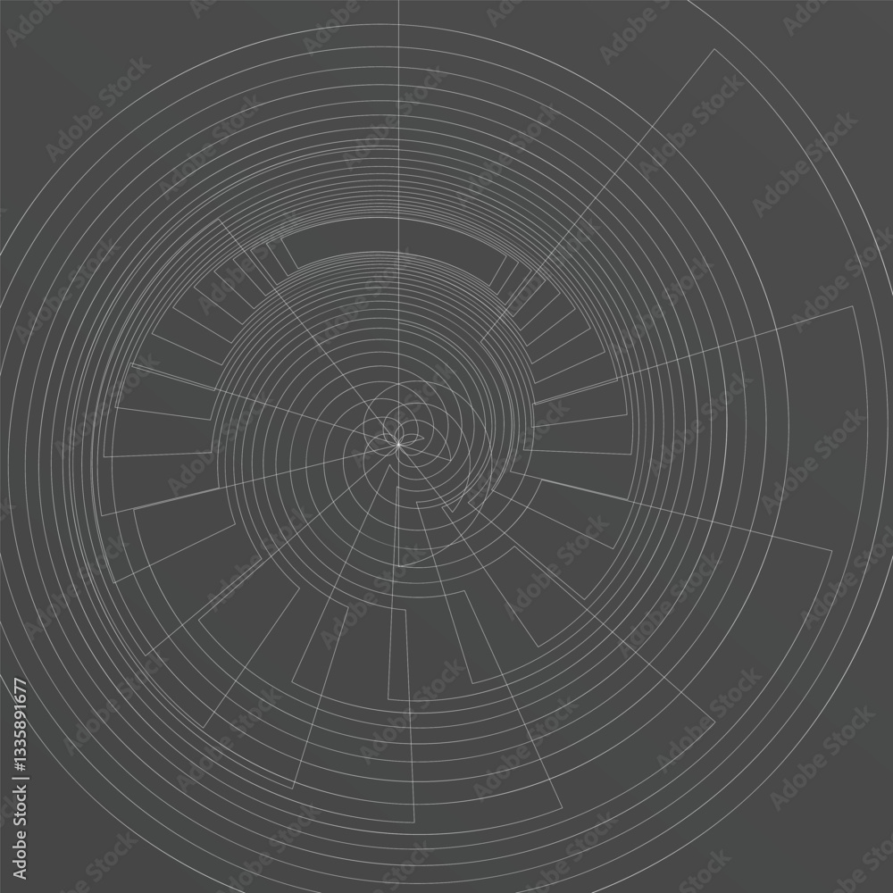 Obraz premium Absctract Circle Spiral Lines Isolated Gray Vector Background