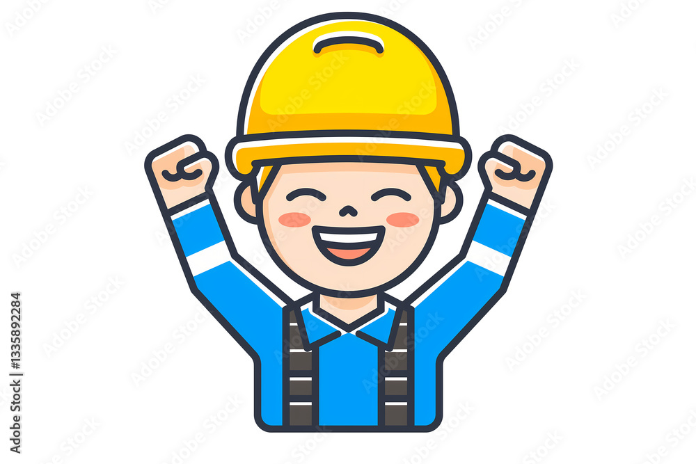 Strong and Determined Male Construction Worker Posing with a Fist Pump Strong and Determined Male Construction Worker Posing with a Fist Pump