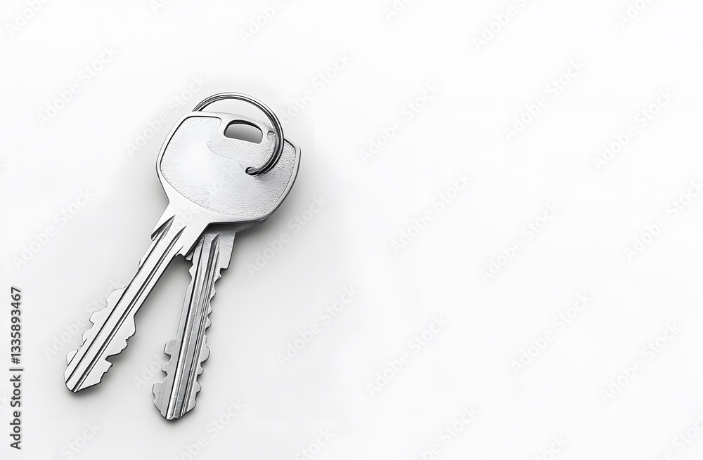 Two Metal Keys On A White Background Two Metal Keys On A White Background