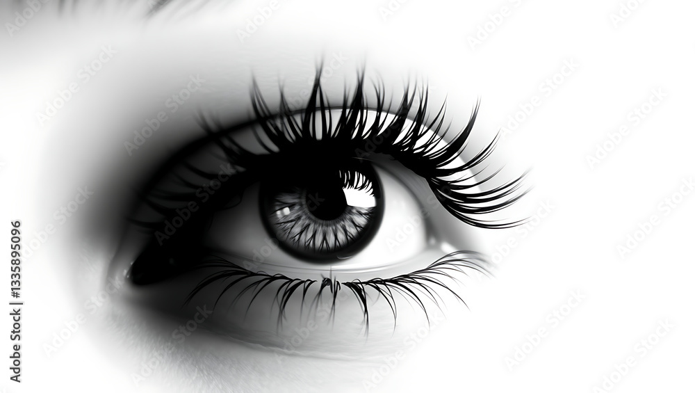 Close-up view of vector illustration of a eye of the woman, 3D illustration Close-up view of vector illustration of a eye of the woman, 3D illustration