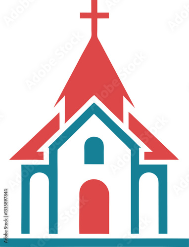 Church with a striking contrast of colors logo mascot design