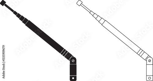 outline silhouette Whip antenna icon set