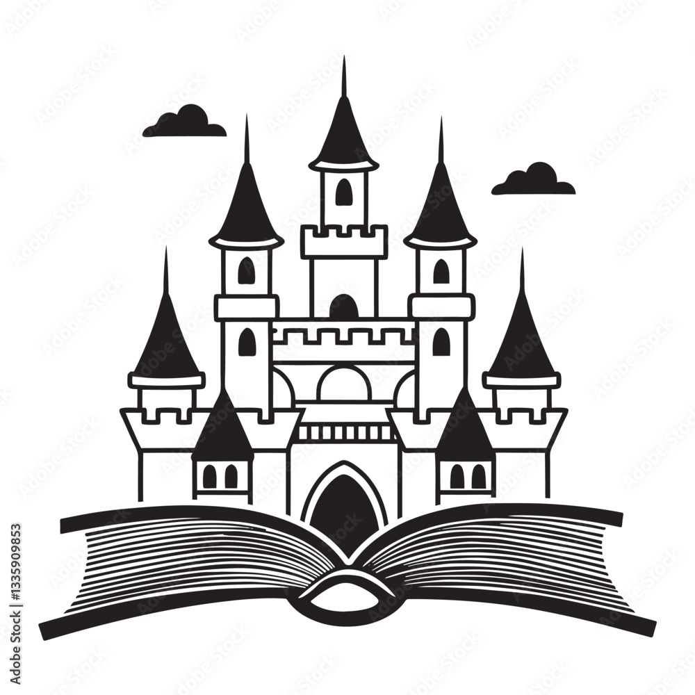 Fototapeta premium Fantasy book Vector illustration, magical book reader design