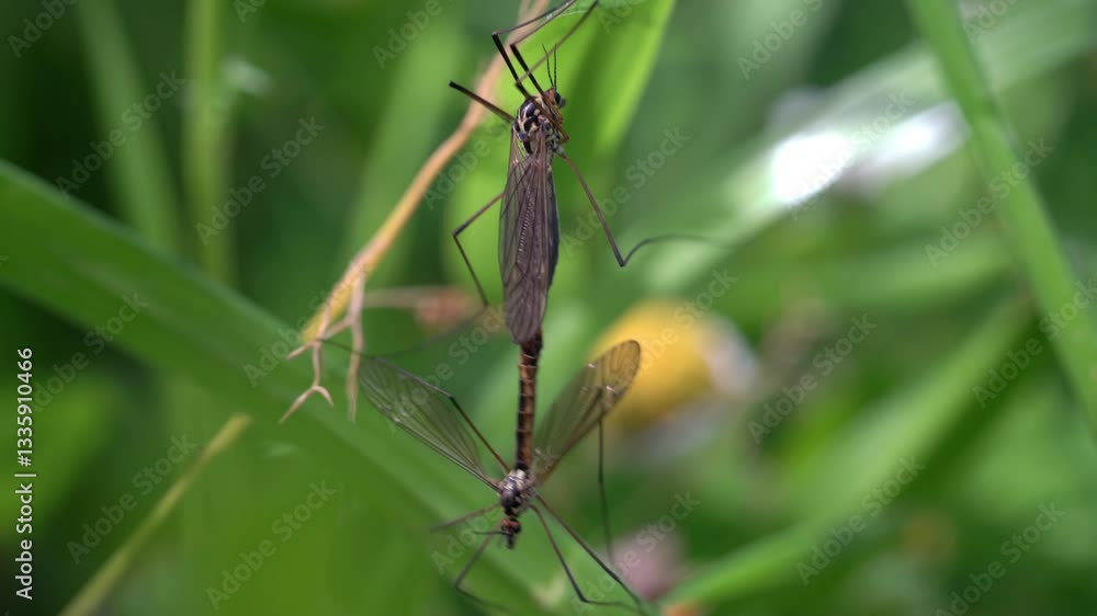 Mosquito insect at breeding season in rainforest macro footage Mosquito insect at breeding season in rainforest macro footage