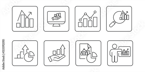Finance icon collection. Financial analysis data sign. Vector illustration