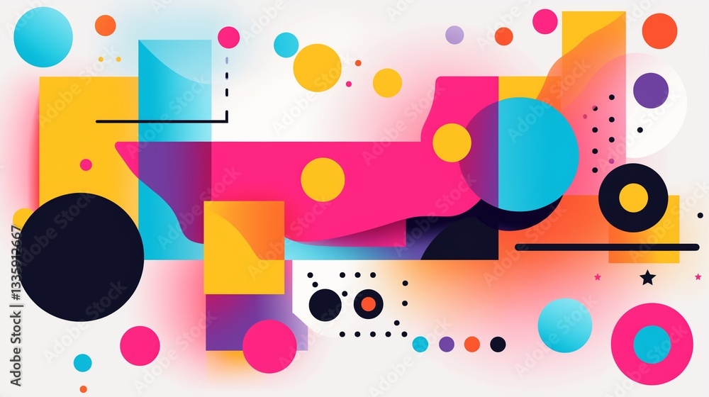 Flat colorful abstract geometric shape background cover template with trendy design elements. Flat colorful abstract geometric shape background cover template with trendy design elements.
