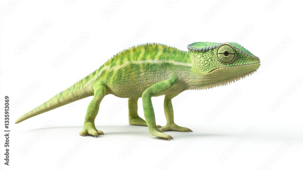 3D Rendered Chameleon, Isolated, Profile View 3D Rendered Chameleon, Isolated, Profile View