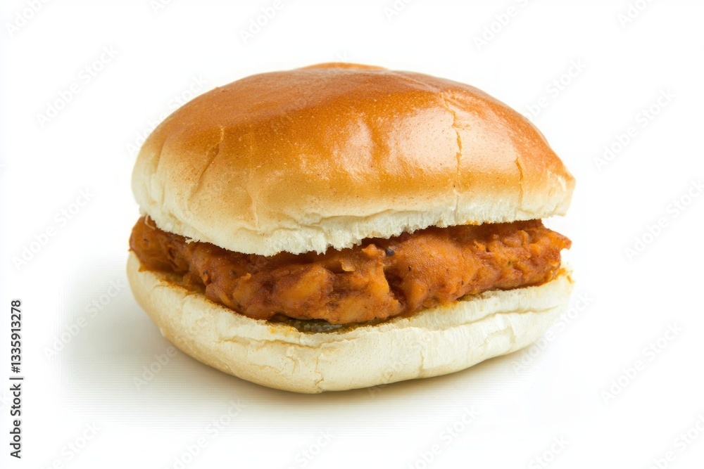 Appetizing veggie burger on white backdrop showcasing a fresh and tasty meal ready to eat Appetizing veggie burger on white backdrop showcasing a fresh and tasty meal ready to eat