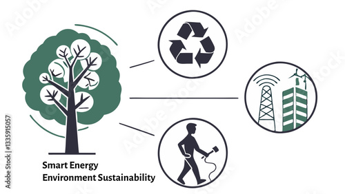AI Environment Vector Icons - Sustainable Green Technology and Climate Innovation