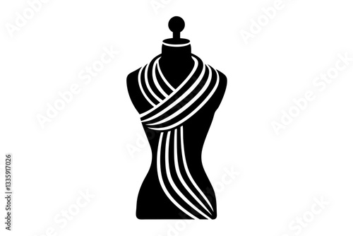 Scarf wrapped around a mannequin silhouette vector design