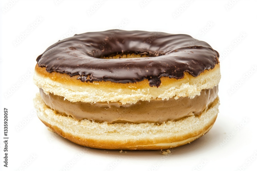 Gourmet Donut Delight Rich Chocolate Icing Creamy Filling Exquisite Pastry Presentation Sweet Temptation Culinary Art Delectable Treat Delicious Indulgence Studio Shot Gourmet Donut Delight Rich Chocolate Icing Creamy Filling Exquisite Pastry Presentation Sweet Temptation Culinary Art Delectable Treat Delicious Indulgence Studio Shot