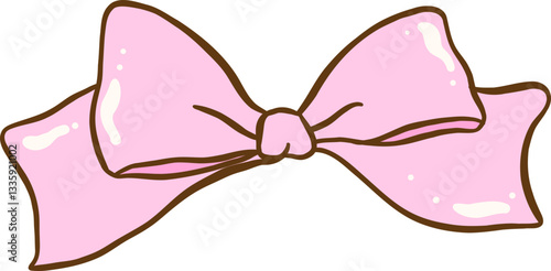 Cute Pink Ribbon Bow Tie Hand Drawn