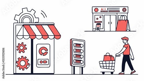 AI Retail Shopping Icons - Smart E-commerce and Product Recommendations