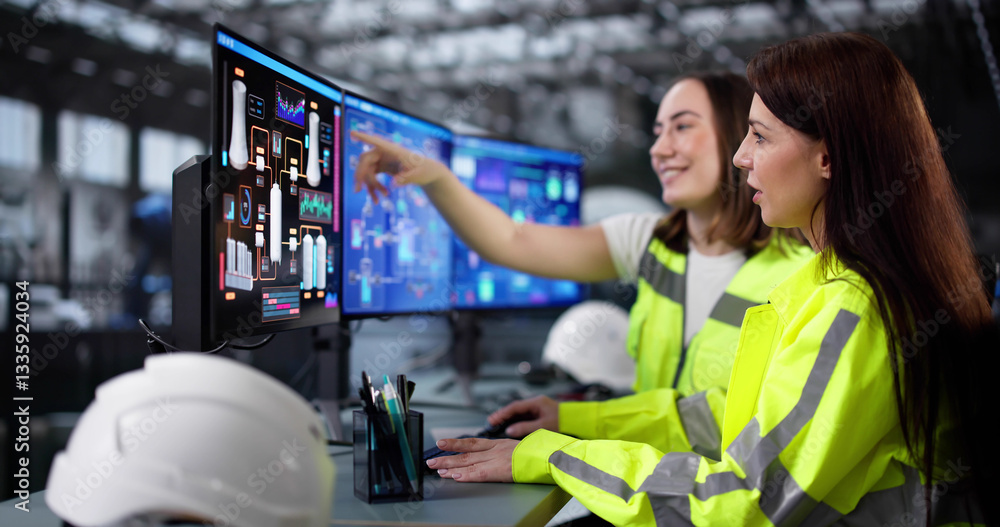 Female Engineer Monitoring Electricity Generation