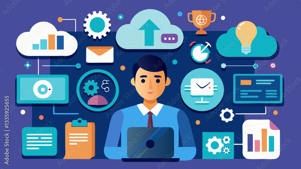 Remote Work AI Icons - Virtual Office and Productivity Tools Remote Work AI Icons - Virtual Office and Productivity Tools