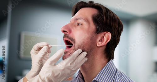 Konstfotografi Medical Professional administering mouth swab DNA test