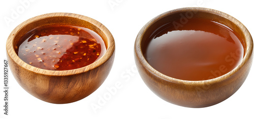  set of Sour enchilada sauce in a wooden bowl, isolated on a transparent background .png