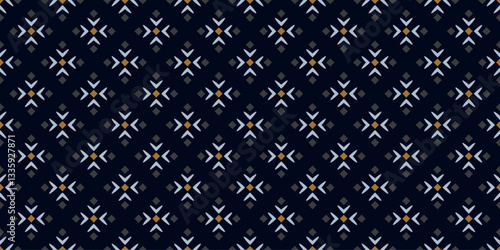 Elegant pattern classic blue background square motif. Abstract line shape geometric ornament seamless diamonds design. Modern concept art textile swatch ladies dress, man shirt all over print block.