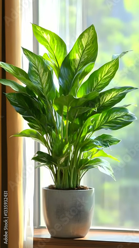 Indoor plant sunlight windowsill home decor
