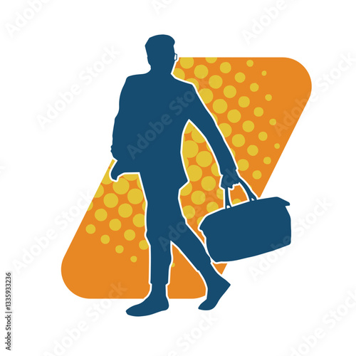 Silhouette of a business man carrying a briefcase