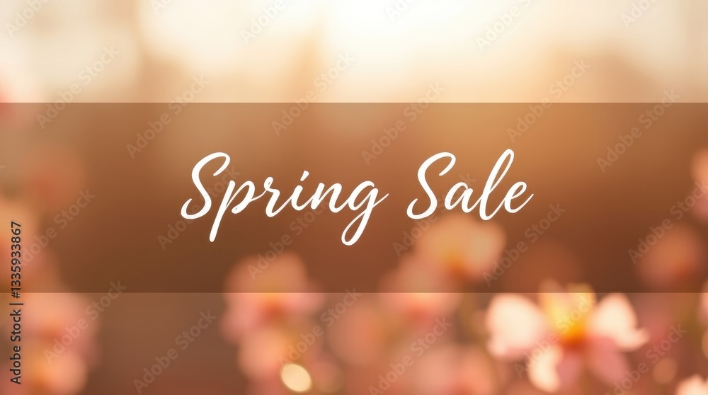 Naklejka premium Stylish banner features a prominent spring sale message against a soft background, ideal for seasonal promotions and marketing campaigns