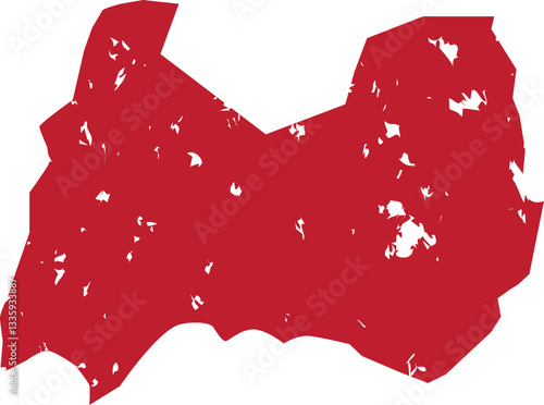 「福井」の地図の赤いスタンプ、ベクターイラスト素材