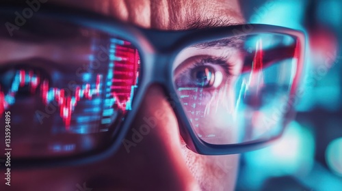 Wallpaper Mural Stock Market Trader Analyzing Financial Data Businessperson with Glasses and Charts Reflected. Torontodigital.ca