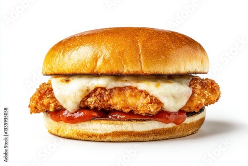 Wallpaper Mural Delicious chicken sandwich with melted cheese and savory sauce on a toasted bun culinary delight Torontodigital.ca