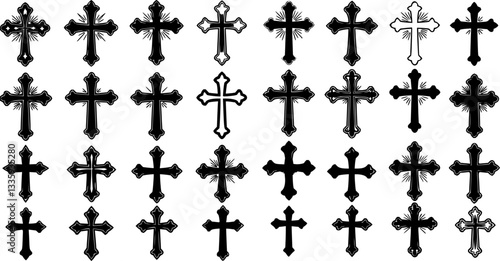 vector set Religious CROSS BUNDLE, Jesus Cross, Old Rugged Cross , Christian ,Cross , Religious , Cross ClipArt, Crosses, Catholic Cross, Silhouette Cross, Faith Cross