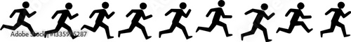 Stickman icons. Stick figures black silhouettes showing various poses and gestures, running, meditating and jumping. Ideal for infographics, design and app interfaces. Minimalist vector illustration