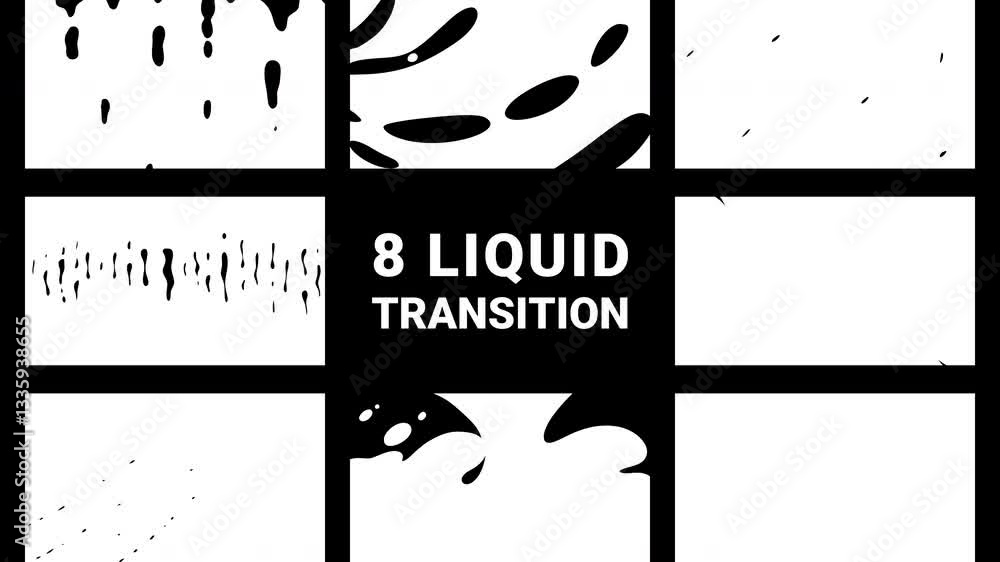 White liquid transition set on transparent background animation