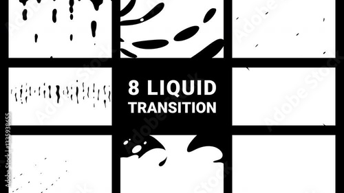 White liquid transition set on transparent background animation