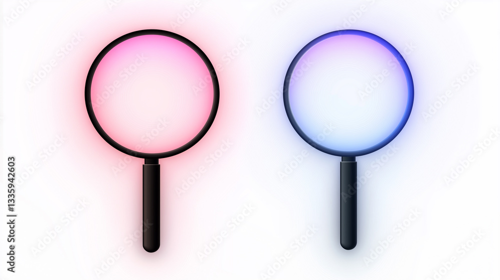 glowing magnifying glass glowing magnifying glass