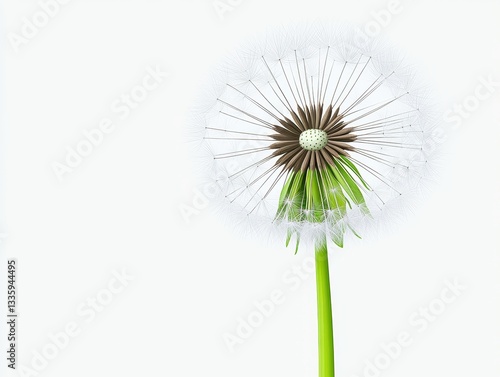 Wallpaper Mural Close-up of a dandelion flower with seeds ready to disperse against a white background Torontodigital.ca