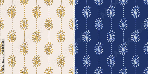 Hashtag CADS floral block print design pattern. Batik print, hand draw pattern. EPS file format.