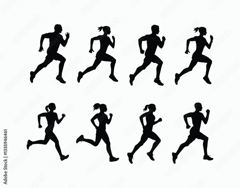 Healthy Lifestyle Running Silhouette Vector Template Healthy Lifestyle Running Silhouette Vector Template