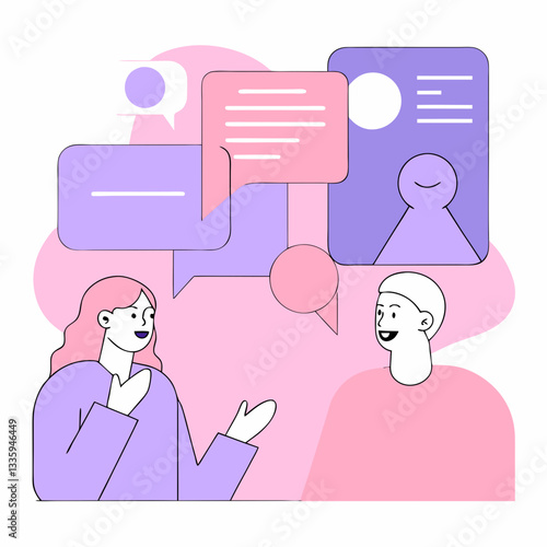 People with Speech Bubbles in Different Languages