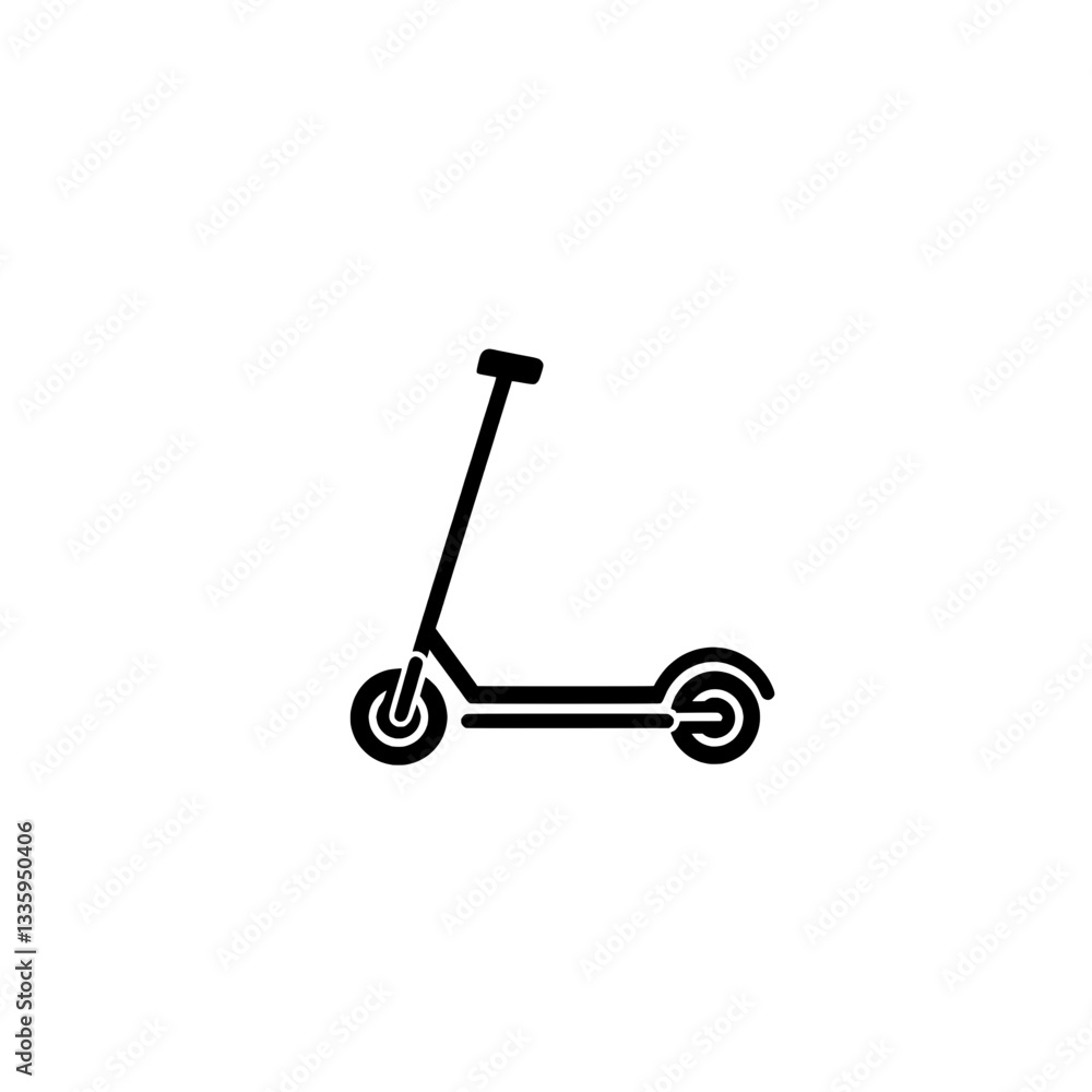 Minimalistic black and white vector illustration of a kick scooter, representing eco-friendly urban transportation and modern mobility. Minimalistic black and white vector illustration of a kick scooter, representing eco-friendly urban transportation and modern mobility.